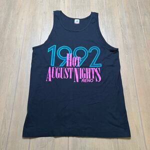 Vintage 90s Hot August Nights Reno Men's Tank Top Black Sz L
